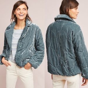 Anthropologie quilted velvet puffer coat